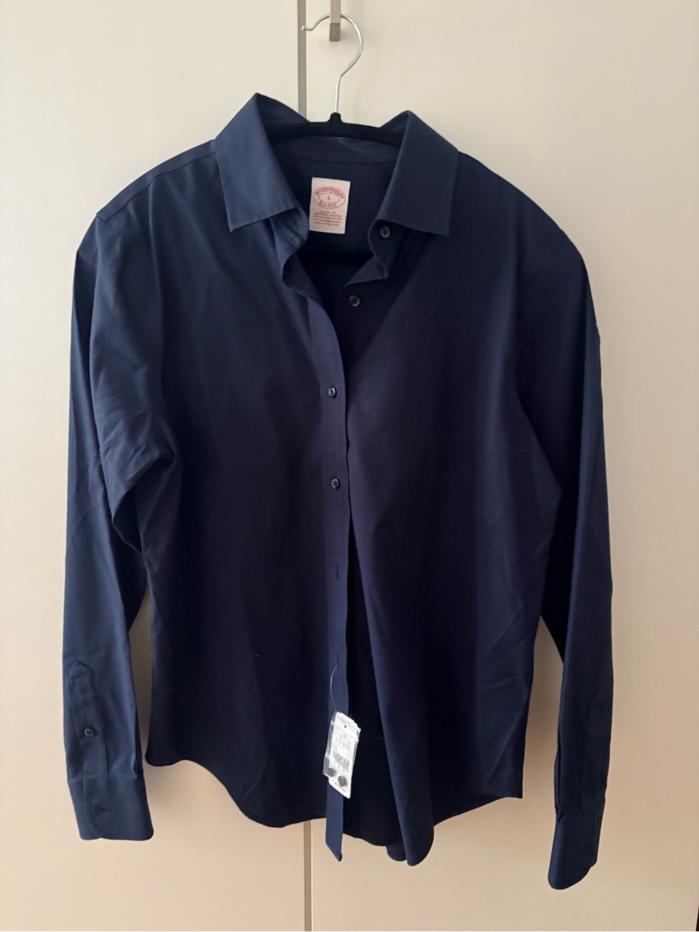 NWT BROOKS BROTHERS Navy Long-Sleeve non-iron Dress Shirt - W Sz 6